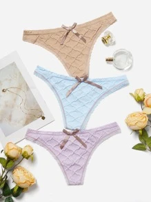 3入組蝴蝶結裝飾內褲套裝 - 彩色 - 查看 1