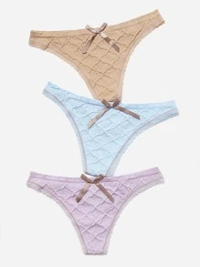 3入組蝴蝶結裝飾內褲套裝 - 彩色 - 查看 4