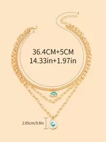 水鑽裝飾眼睛墜飾多層次項鍊