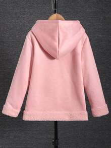 女孩雙口袋毛絨內襯連帽外套