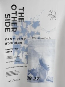 Manfinity Men Slogan Graphic Drop Shoulder Sweatshirt - White - View 3