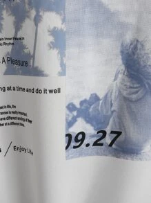 Manfinity Men Slogan Graphic Drop Shoulder Sweatshirt - White - View 4