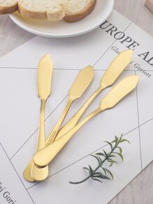 4pcs/set Stainless Steel Butter Knife, Minimalist Stainless Steel Golden Icing Knife For Dinner Table