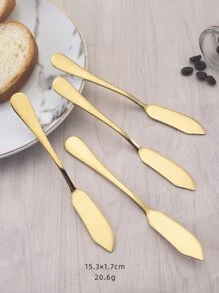 4pcs/set Stainless Steel Butter Knife, Minimalist Stainless Steel Golden Icing Knife For Dinner Table