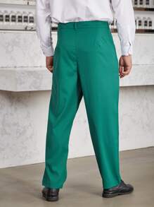 Manfinity Men Fold Pleated Slant Pocket Suit Trousers - Green - View 2