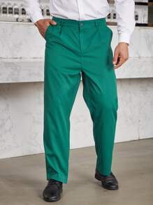 Manfinity Men Fold Pleated Slant Pocket Suit Trousers - Green - View 3