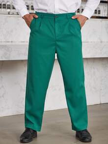 Manfinity Men Fold Pleated Slant Pocket Suit Trousers - Green - View 4