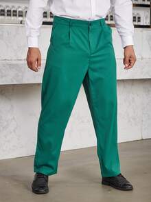 Manfinity Men Fold Pleated Slant Pocket Suit Trousers - Green - View 5