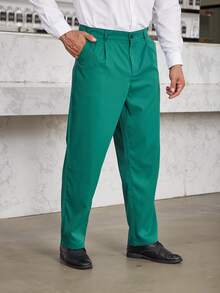 Manfinity Men Fold Pleated Slant Pocket Suit Trousers - Green - View 6