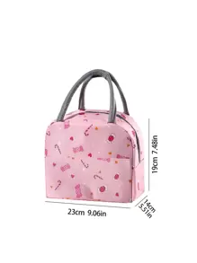 1pc Candy Print Lunch Bag - Pink - View 4
