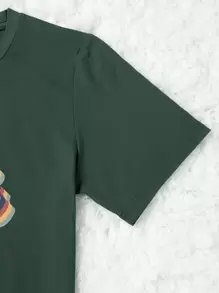 SHEIN LUNE Plus Slogan Graphic Tee, Made In The 80's, Summer - Dark Green - View 4