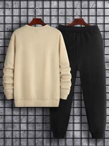 ROMWE MEN Guys Cartoon Graphic Sweatshirt & Sweatpants - Multicolor - View 2