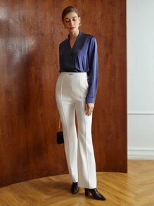 MOTF PREMIUM 100% SILK WRAP TOP - Navy Blue - View 8