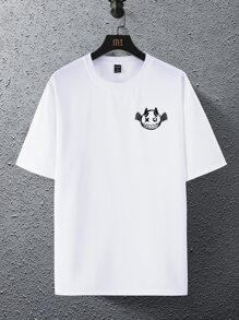 Manfinity Hypemode 男士寬鬆款卡通印花垂落肩t恤 - 白色 - 查看 3