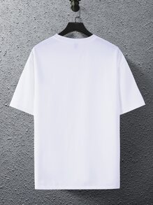 Manfinity Hypemode 男士寬鬆款卡通印花垂落肩t恤 - 白色 - 查看 2