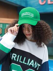 Letter Embroidered Baseball Cap - Green - View 1