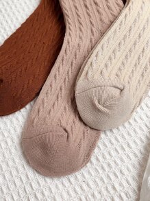 5雙兒童蕾絲修邊純色中筒襪,適用於春秋戶外活動 - 彩色 - 查看 5