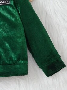 SHEIN 婴幼儿男童连帽加厚羊毛衫和裤子套装 - 墨綠色 - 查看 4