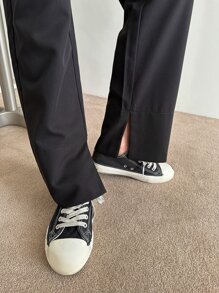 DAZY High Waist Split Hem Suit Trousers - Black - View 5