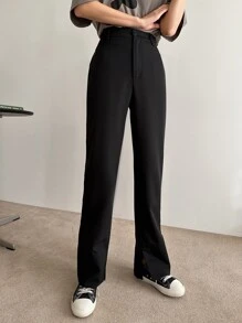 DAZY High Waist Split Hem Suit Trousers - Black - View 7