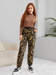 SHEIN Bộ hai mảnh Gái Cắt ra Túi Khối Màu Ngụy trang Giải trí - Nhiều màu - Xem 3