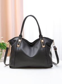 简约单肩托特包，母亲节礼物，适合女性、职场新人和白领人士 - 黑色 - 查看 2