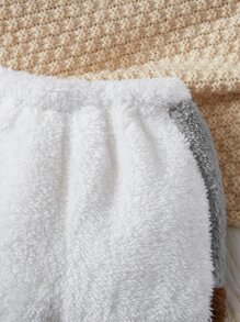 SHEIN 男嬰撞色毛絨帽衫和褲子