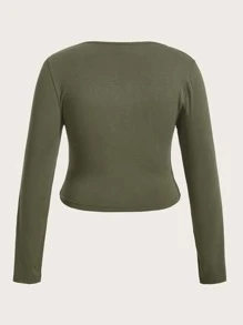 ROMWE PUNK Plus Butterfly & Floral Print Notched Neck Tee