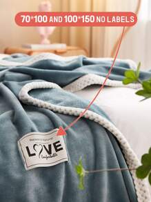 Letter Patch Decor Blanket - Blue - View 4