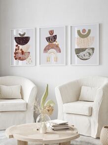 3pcs Abstract Geometric Pattern Unframed Painting - Multicolor - View 2