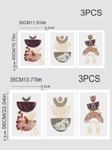 3pcs Abstract Geometric Pattern Unframed Painting - Multicolor - View 5