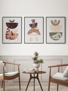 3pcs Abstract Geometric Pattern Unframed Painting - Multicolor - View 6