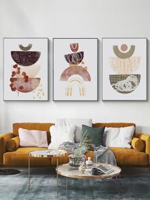 3pcs Abstract Geometric Pattern Unframed Painting - Multicolor - View 7
