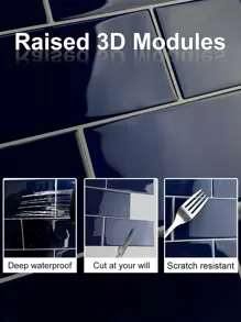 1 nhãn dán nhà bếp thiết kế gạch men - Màu xanh hải quân - Xem 6