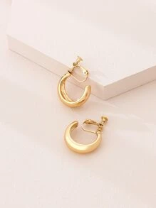 Minimalist Clip On Earrings - Yellow Gold - View 2