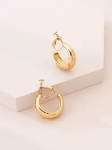 Minimalist Clip On Earrings - Yellow Gold - View 3