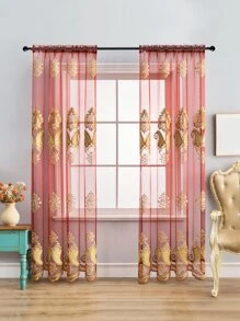 Cuộn rèm thêu đơn bảng điều khiển - Màu Đỏ Sâu - Xem 1