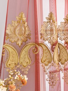 Cuộn rèm thêu đơn bảng điều khiển - Màu Đỏ Sâu - Xem 4