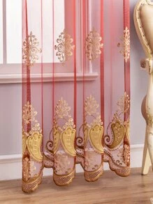 Cuộn rèm thêu đơn bảng điều khiển - Màu Đỏ Sâu - Xem 5