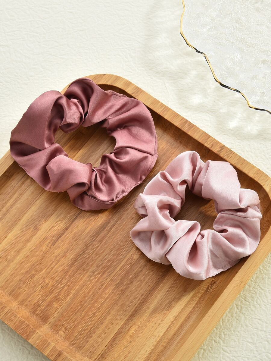 2 Chiếc Dây Buộc Tóc Satin Retro Đơn Giản, Dây Buộc Tóc Voan Đa Năng, Phụ Kiện Trang Phục Halloween, Quà Tặng Mẹ Và Giáo Viên - Bụi hồng - Xem 1