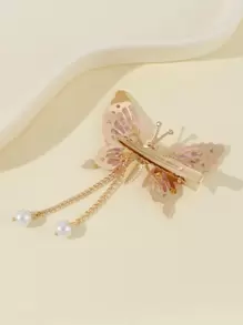 Rhinestone Butterfly Decor Alligator Hair Clip - Mauve Purple - View 4