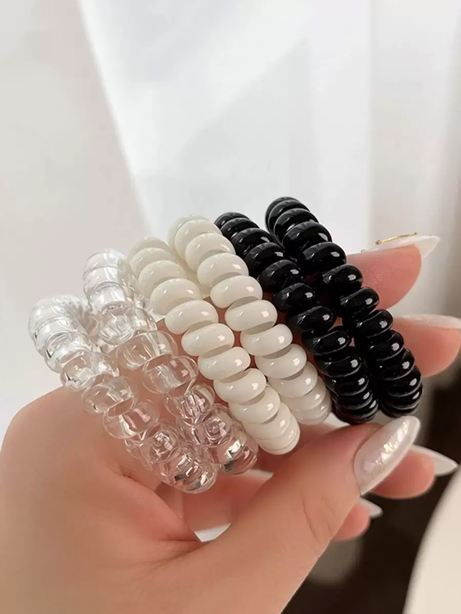 6 dây buộc tóc trong suốt màu đen trắng dành cho nữ, dùng để mặc đi chơi hàng ngày, phụ kiện đầu cho nữ, phụ kiện tóc cho nữ, dây buộc tóc đuôi ngựa, dây thun buộc tóc, dây thun buộc tóc - Nhiều màu - Xem 1