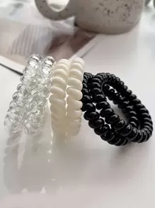 6 dây buộc tóc trong suốt màu đen trắng dành cho nữ, dùng để mặc đi chơi hàng ngày, phụ kiện đầu cho nữ, phụ kiện tóc cho nữ, dây buộc tóc đuôi ngựa, dây thun buộc tóc, dây thun buộc tóc - Nhiều màu - Xem 2