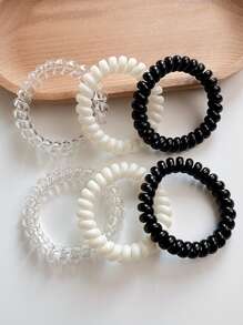 6 dây buộc tóc trong suốt màu đen trắng dành cho nữ, dùng để mặc đi chơi hàng ngày, phụ kiện đầu cho nữ, phụ kiện tóc cho nữ, dây buộc tóc đuôi ngựa, dây thun buộc tóc, dây thun buộc tóc - Nhiều màu - Xem 3