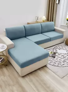 1pc Milk Silk Stretchable Dustproof Beige Chair Cushion Cover For Home Decoration - Baby Blue - View 1