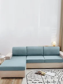 1pc Milk Silk Stretchable Dustproof Beige Chair Cushion Cover For Home Decoration - Baby Blue - View 4