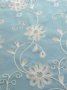 花卉刺繡1片遮光窗簾 - 藍色 - 查看 7