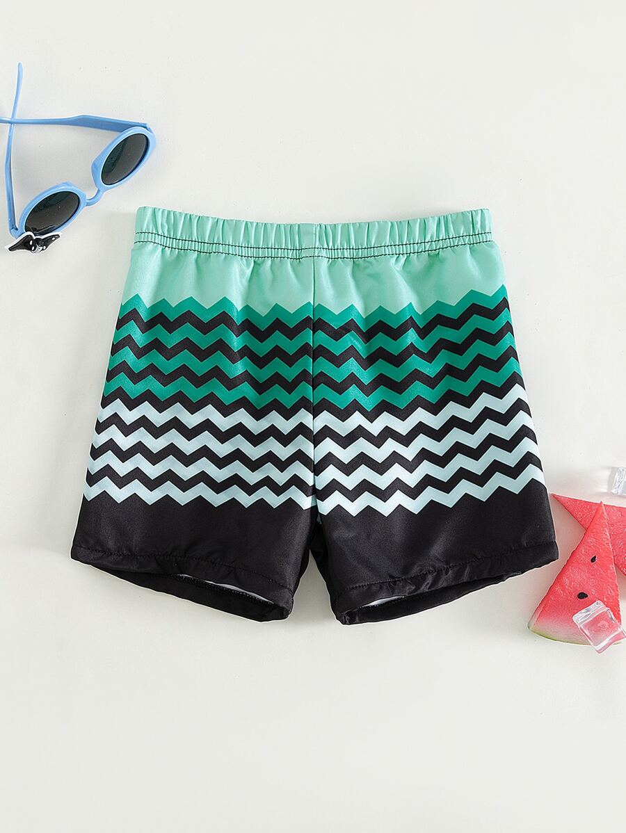 Baby Chevron Print Swim Shorts - Multicolor - View 1