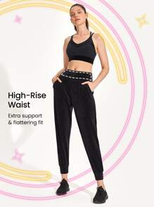 GLOWMODE Joggers Con Cordón De Terciopelo Aplastado - Negro - Ver 2