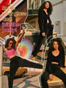 GLOWMODE Joggers Con Cordón De Terciopelo Aplastado - Negro - Ver 3